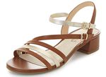 Caprice Sandalette aus teilweise metallisiertem Nappaleder COGNAC-GOLD