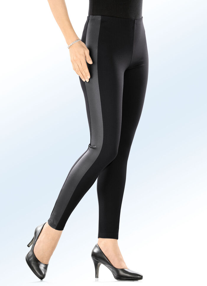 Leggings im interresanten Materialmix SCHWARZ