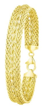 Armband, außen Zopf- und innen Kordelkette, mit Schmuck-Karabiner 