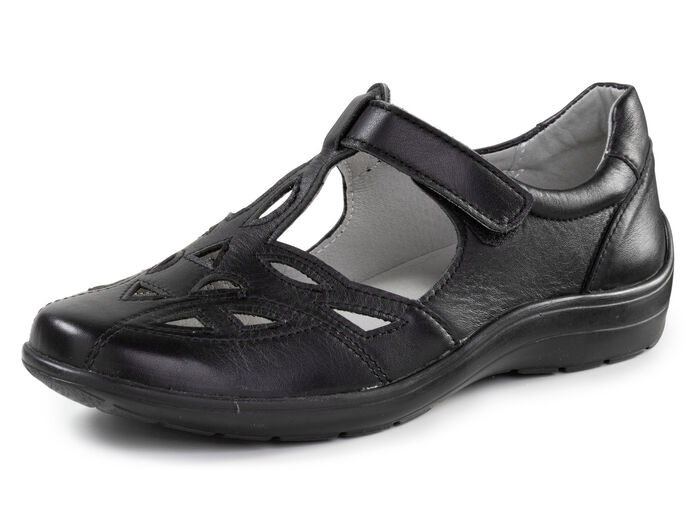 ELENA EDEN, sommerliche Damen-Slipper, Weite H, mit herausnehmbarem Fußbett SCHWARZ