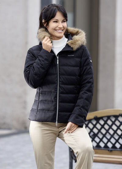 Kurzjacke mit abnehmbarem Kunstpelz-Besatz 