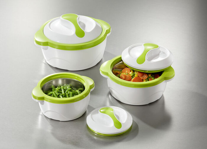 Thermoschüsseln von Cucinova zum Warm- oder Kühlhalten WEISS-GRÜN