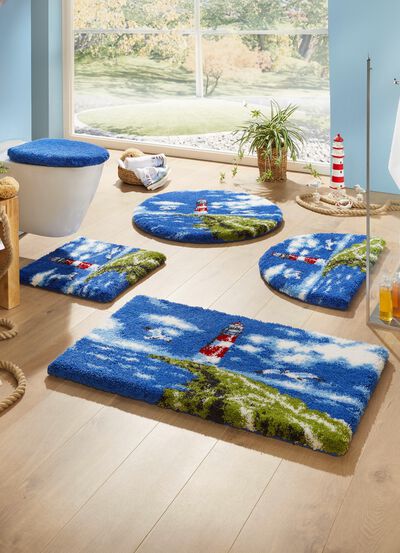 Badgarnitur von Grund mit maritimem Dessin 