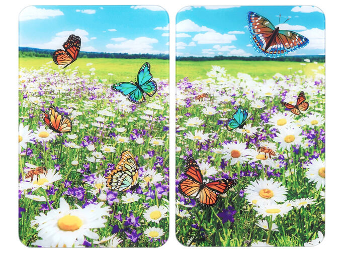 Herdabdeckplatten mit Sommerwiesen-Motiv 