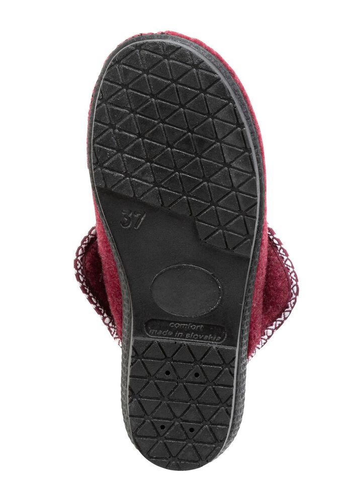 Warme Damen-Hausschuhe, Weite H, mit Wolle BORDEAUX