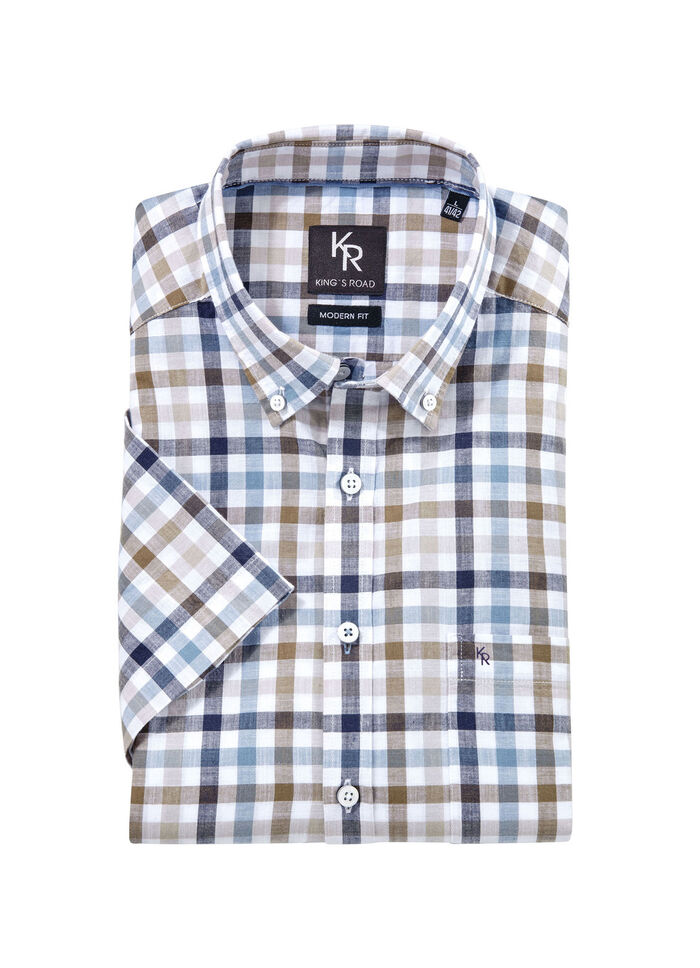 "King's Road"-Hemd mit Button-Down-Kragen in 4 Farben PETROL-MARINE KARIERT