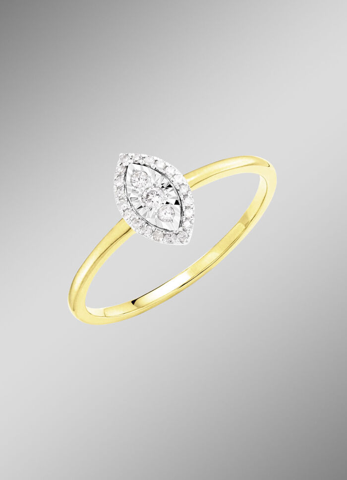 Damenring mit 3 Brillanten und 20 Diamanten 