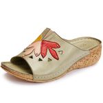 Gemini Pantolette aus schattiertem Rind-Nappaleder OLIV