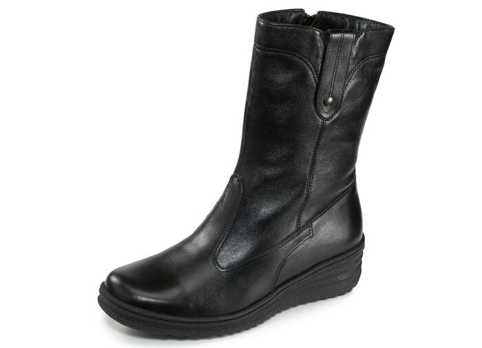 ELENA EDEN, gef&uuml;tterte Damen-Stiefel, Winterschuhe, Weite H, mit Lammfell SCHWARZ