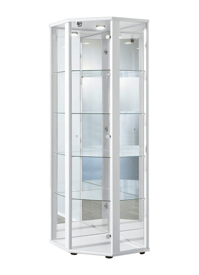 Eck-Vitrine mit LED-Beleuchtung WEISS