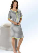 Zweierpack Nachthemden, Kurzarm mit Knopfleiste APFELGR&Uuml;N/GRAU