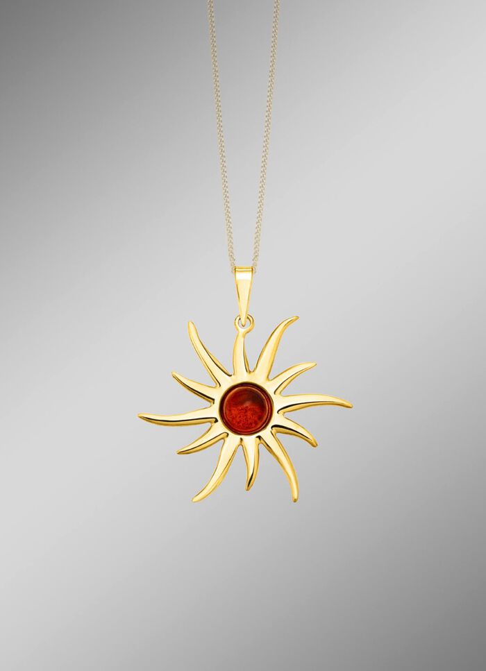 Strahlender Sonnenanh&auml;nger mit echtem Bernstein 