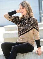 Pullover in Jacquard-Dessin BEIGE-SCHWARZ
