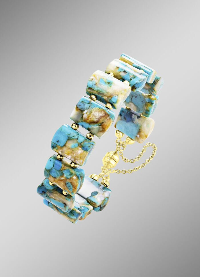 Armband mit beh. T&uuml;rkis und beh. Perlmutt 