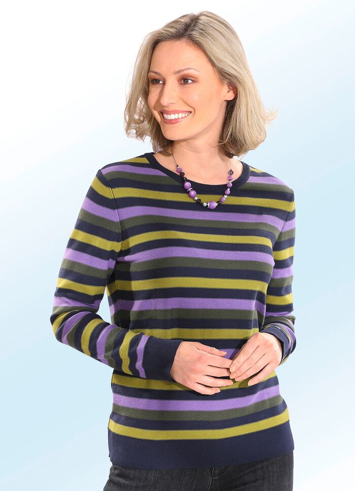 Pullover in Ringeldessin MARINE-KIWI-MULTICOLOR