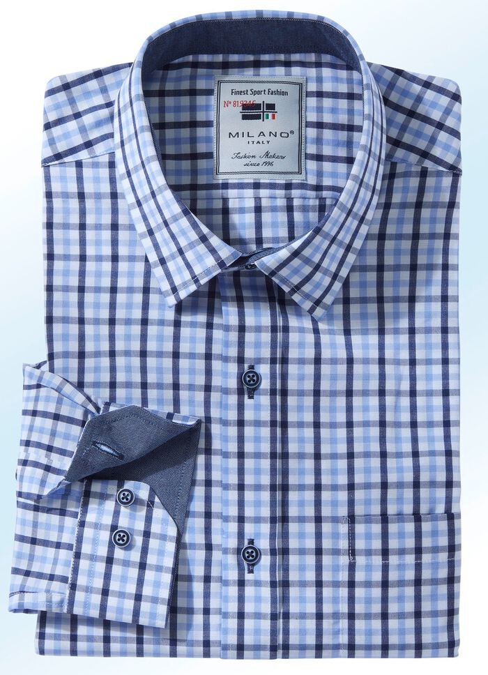 Kariertes "Milano Italy"-Hemd in 4 Farben 