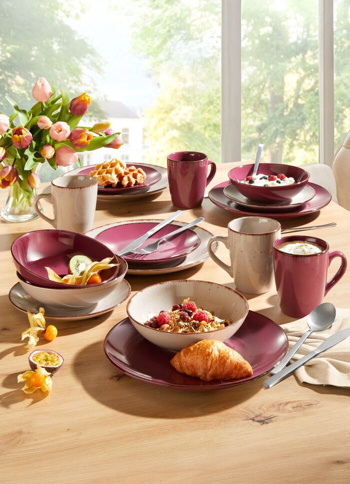 Kombi-Service, 16-teilig, aus Feinsteinzeug im Natur-Look 