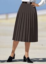 Rock mit figurgünstigen Rundumfalten DUNKELBRAUN