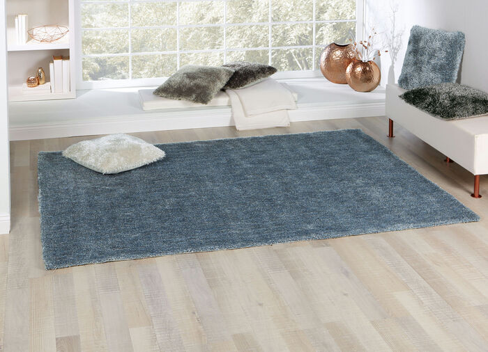 Hochflor-Teppiche und Kissen mit Baumwoll-R&uuml;ckseite BLAU