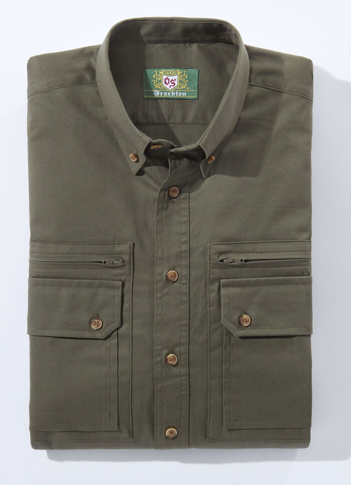 "OS-Trachten"-Hemd mit Button-Down-Kragen in 3 Farben DUNKELGRÜN