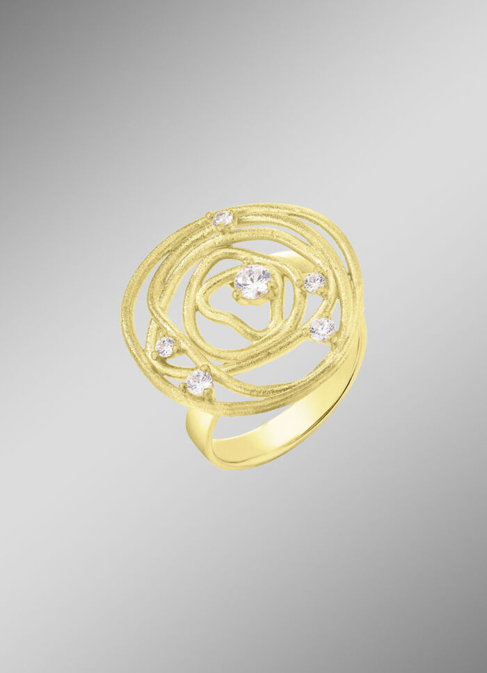 Mattierter Damenring mit Zirkonia 
