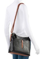 Laurina, Tasche, Damen, mit verstellbarem Umh&auml;ngeriemen SCHWARZ-COGNAC