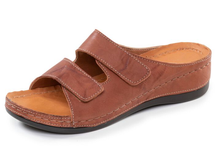 Bequeme Damen-Pantoletten, Weite G, mit Klettverschluss 