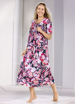 Laurina Nachthemd mit Absteppung und Faltenlegung vorne 