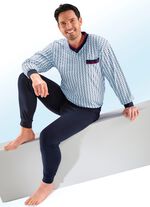 Schlafanzug mit V-Ausschnitt und B&uuml;ndchenabschl&uuml;ssen 