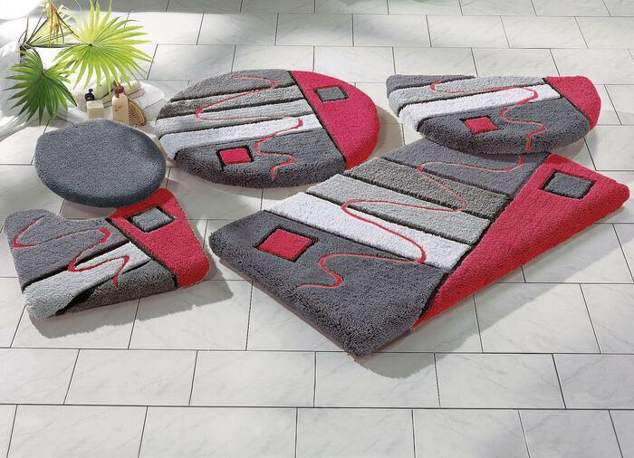 Handgearbeitete Badgarnitur in harmonischen Farbt&ouml;nen GRAU-ROT