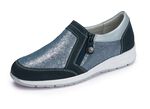 ELENA EDEN Slipper aus Nappaleder BLAU-GRAU