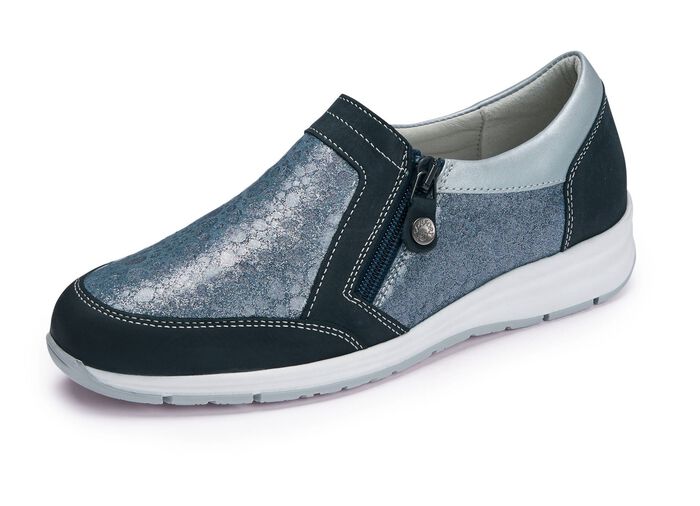 ELENA EDEN Slipper aus Nappaleder BLAU-GRAU