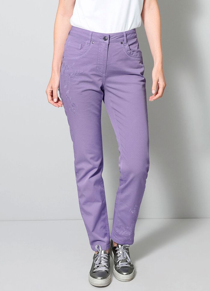 Hose mit floraler Stickerei 