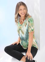 Shirt mit V-Ausschnitt GR&Uuml;N-ORANGE