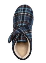 Stiefelette aus kariertem Textilmaterial BLAU