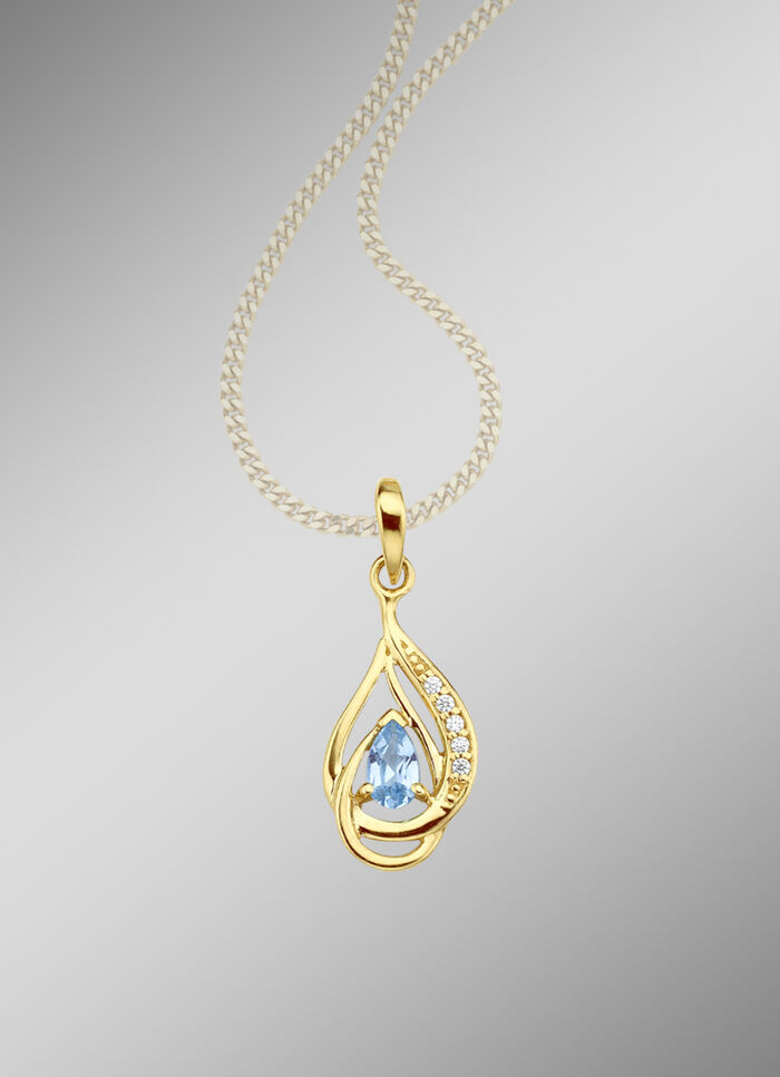 Anhänger mit echtem Blautopas und synth. Zirkonia 