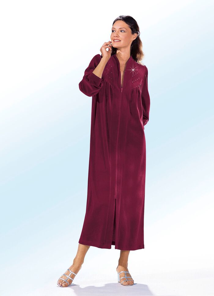 Hausmantel mit Strasszier BURGUND