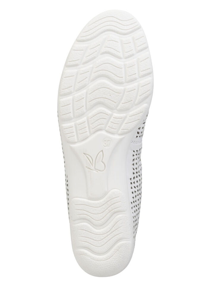 Caprice, sommerliche Damen-Ballerinas, Weite G, mit Gummizug WEISS