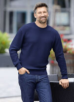 Rundhalspullover mit Strukturdessin in 3 Farben MARINE