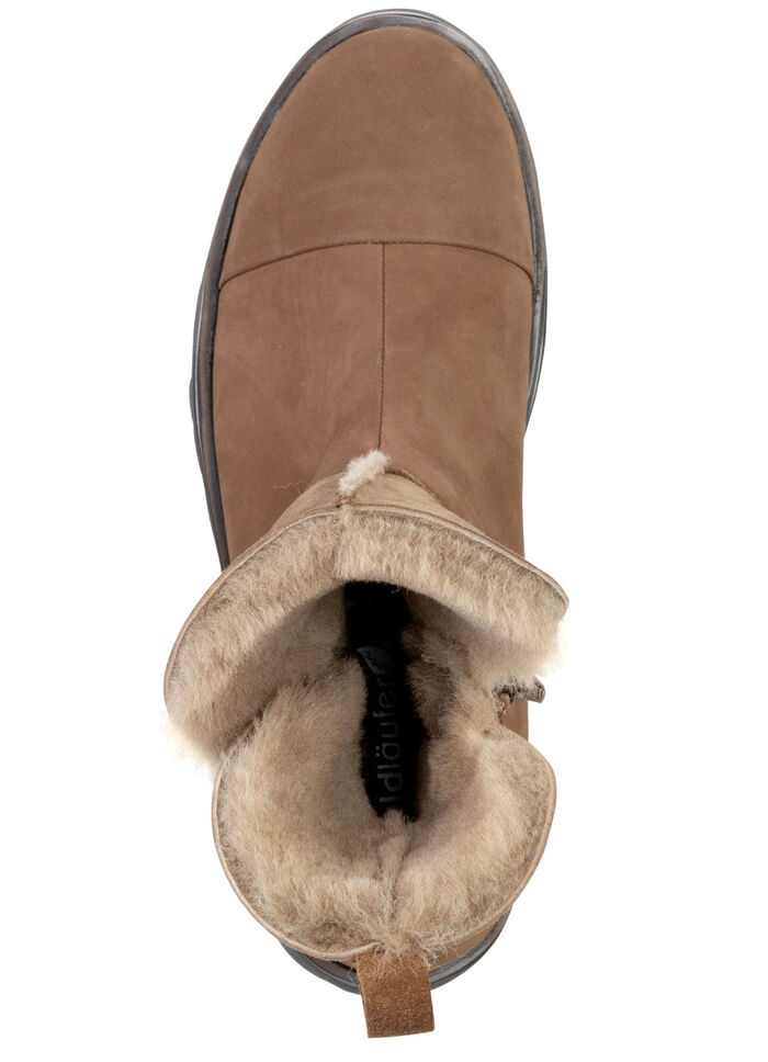 Waldl&auml;ufer Stiefelette mit kuscheligem Kragen aus Lammfell BRAUN