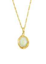 Anhänger mit Singapurkette, echt Opal und synth. Zirkonia 