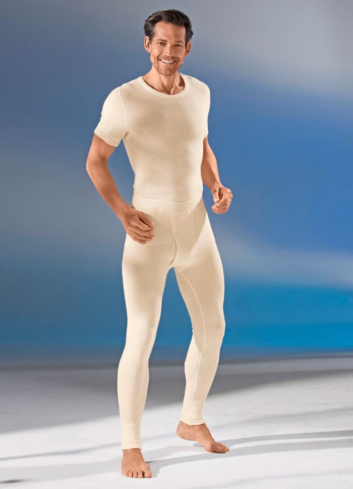 Unterhose, lang, mit Angora, in Ecru 