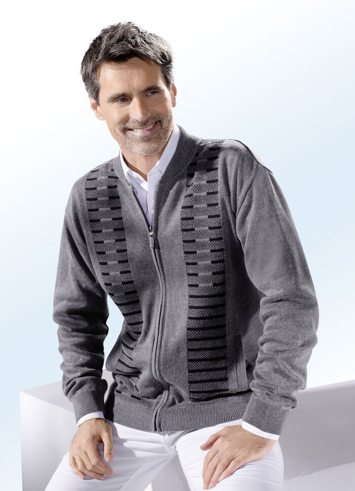 Jacke mit durchgehendem Rei&szlig;verschluss in 2 Farben DUNKELGRAU MELIERT