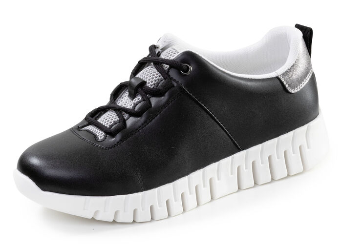 ELENA EDEN, stylische Damen-Sneaker, Weite G, mit herausnehmbarem Fu&szlig;bett SCHWARZ-ALTSILBER
