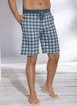 Zweierpack Schlaf- und Freizeithosen mit Durchzugband und Seitentaschen 1X PETROL KARIERT, 1X PETROL