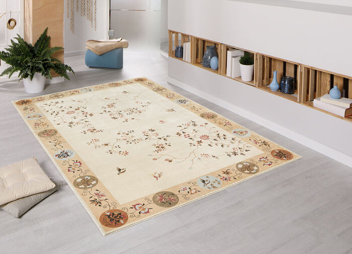 Brücken und Teppiche mit Blumen- und Rankenmotiven NATUR-BEIGE