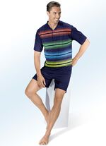 Shorty mit Knopfleiste und farbenfrohem Streifendessin 