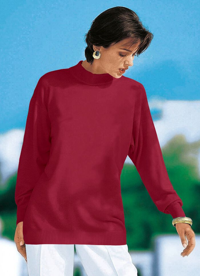 Pullover in Feinstrick mit Schurwolle WEINROT