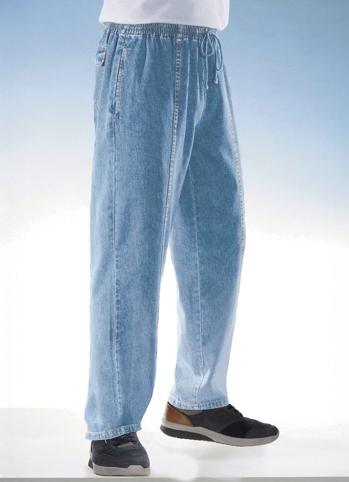 Schlupfjeans mit Gummibund und Kordelzug in 4 Farben HELLBLAU