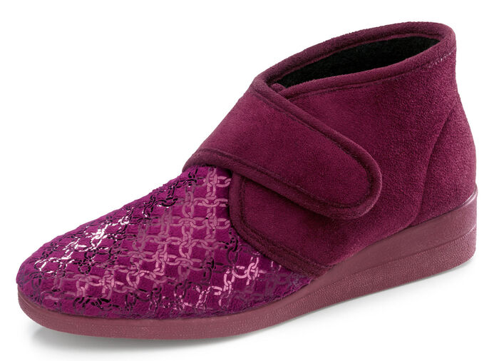 Klett-Hausschuh aus Veloursmaterial BORDEAUX